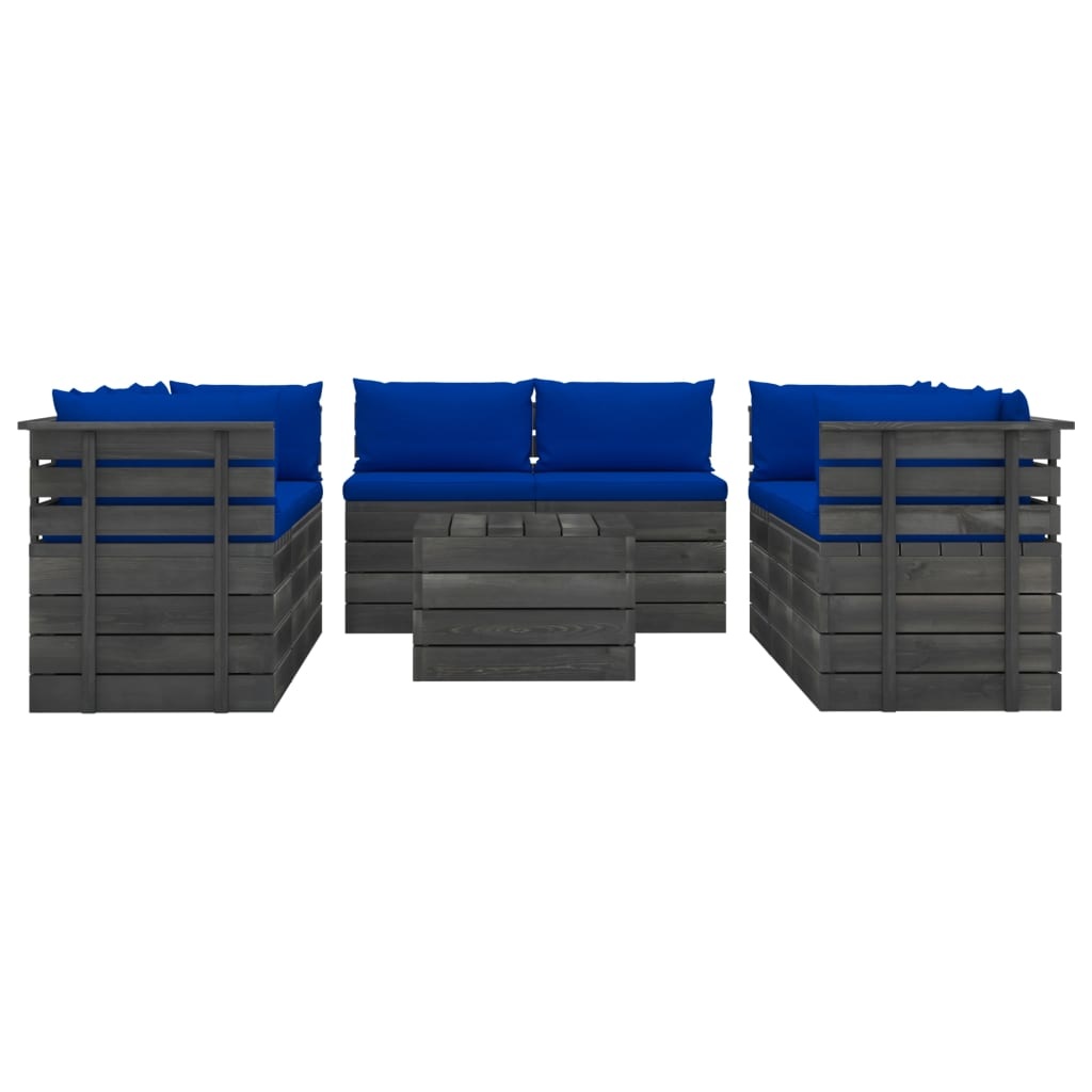 VidaXL 9-delige Loungeset met kussens pallet massief grenenhout