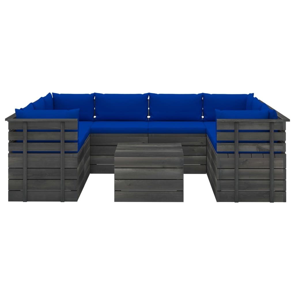 VidaXL 9-delige Loungeset met kussens pallet massief grenenhout