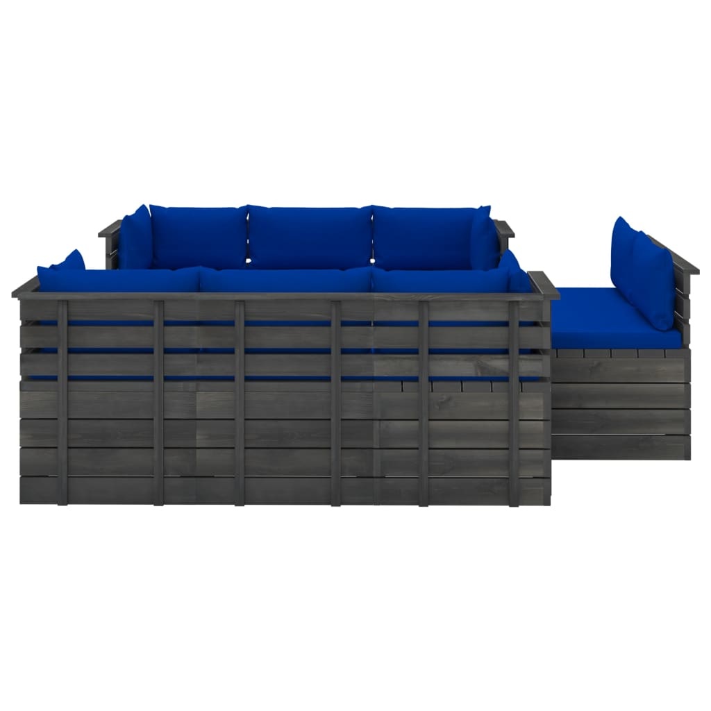 VidaXL 9-delige Loungeset met kussens pallet massief grenenhout