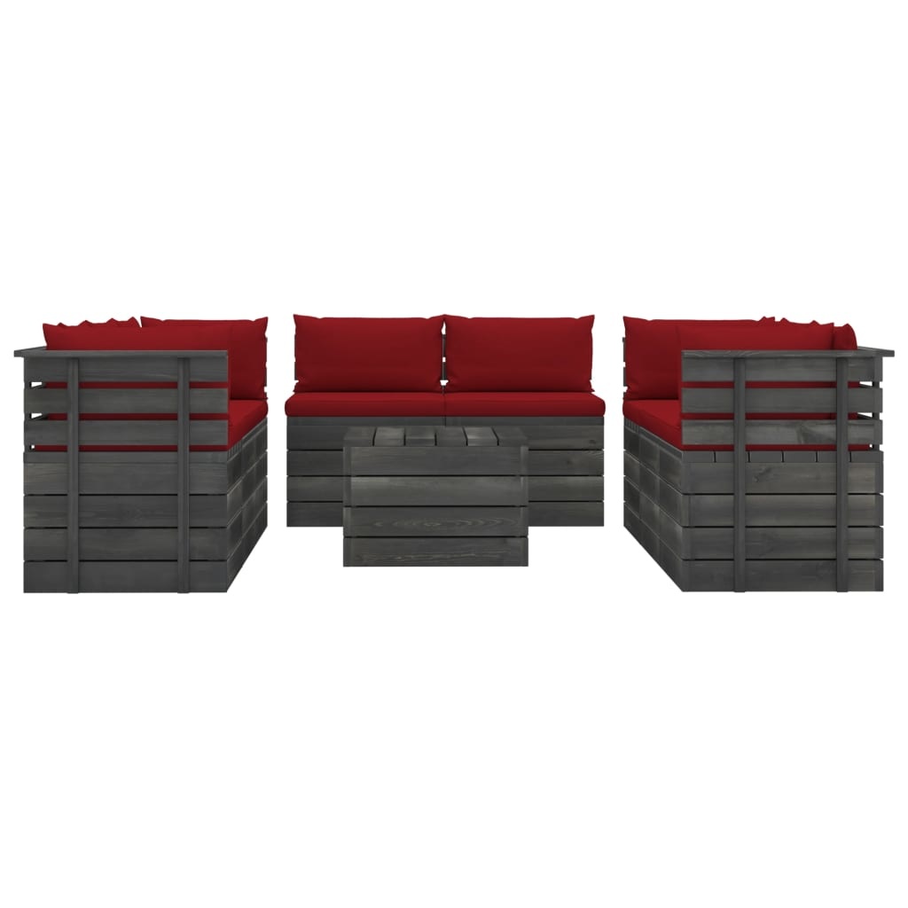 VidaXL 9-delige Loungeset met kussens pallet massief grenenhout