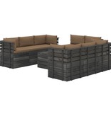 VidaXL 9-delige Loungeset met kussens pallet massief grenenhout