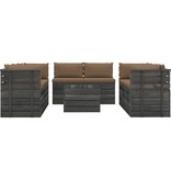 VidaXL 9-delige Loungeset met kussens pallet massief grenenhout