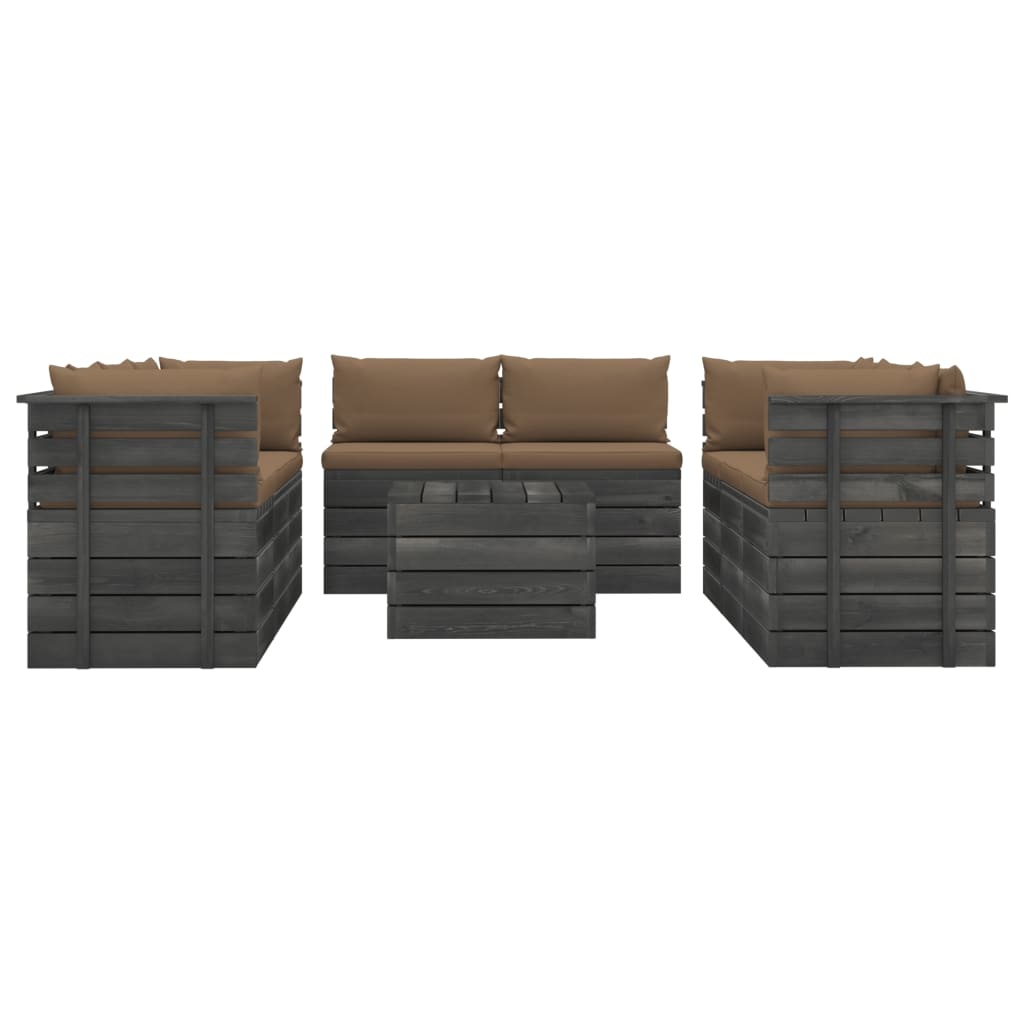 VidaXL 9-delige Loungeset met kussens pallet massief grenenhout
