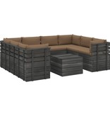 VidaXL 9-delige Loungeset met kussens pallet massief grenenhout