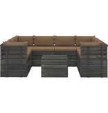 VidaXL 9-delige Loungeset met kussens pallet massief grenenhout