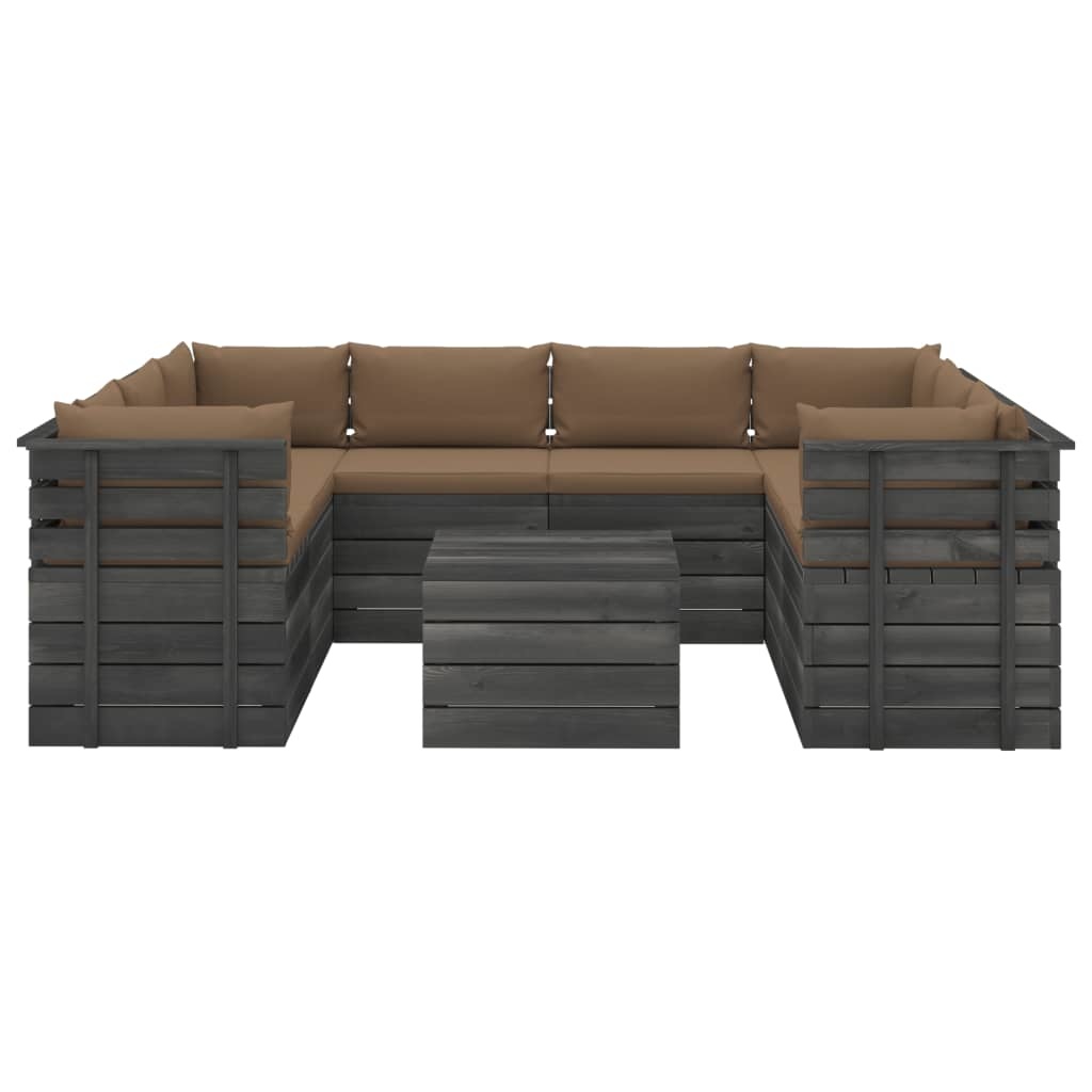 VidaXL 9-delige Loungeset met kussens pallet massief grenenhout
