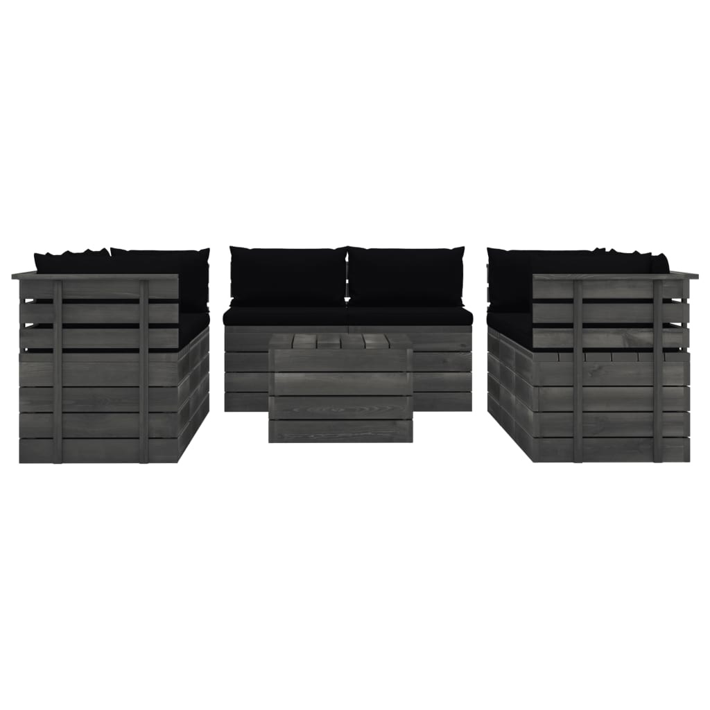 VidaXL 9-delige Loungeset met kussens pallet massief grenenhout