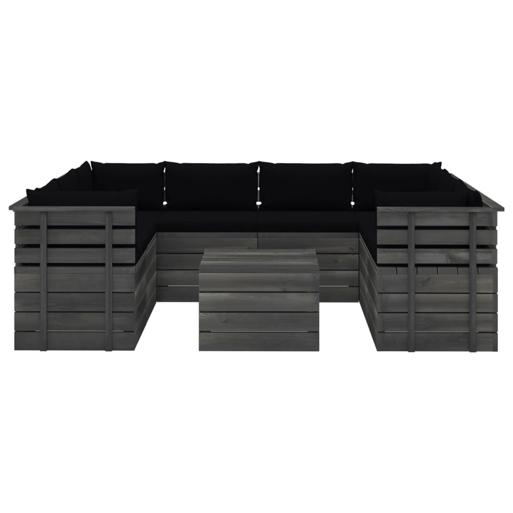 VidaXL 9-delige Loungeset met kussens pallet massief grenenhout