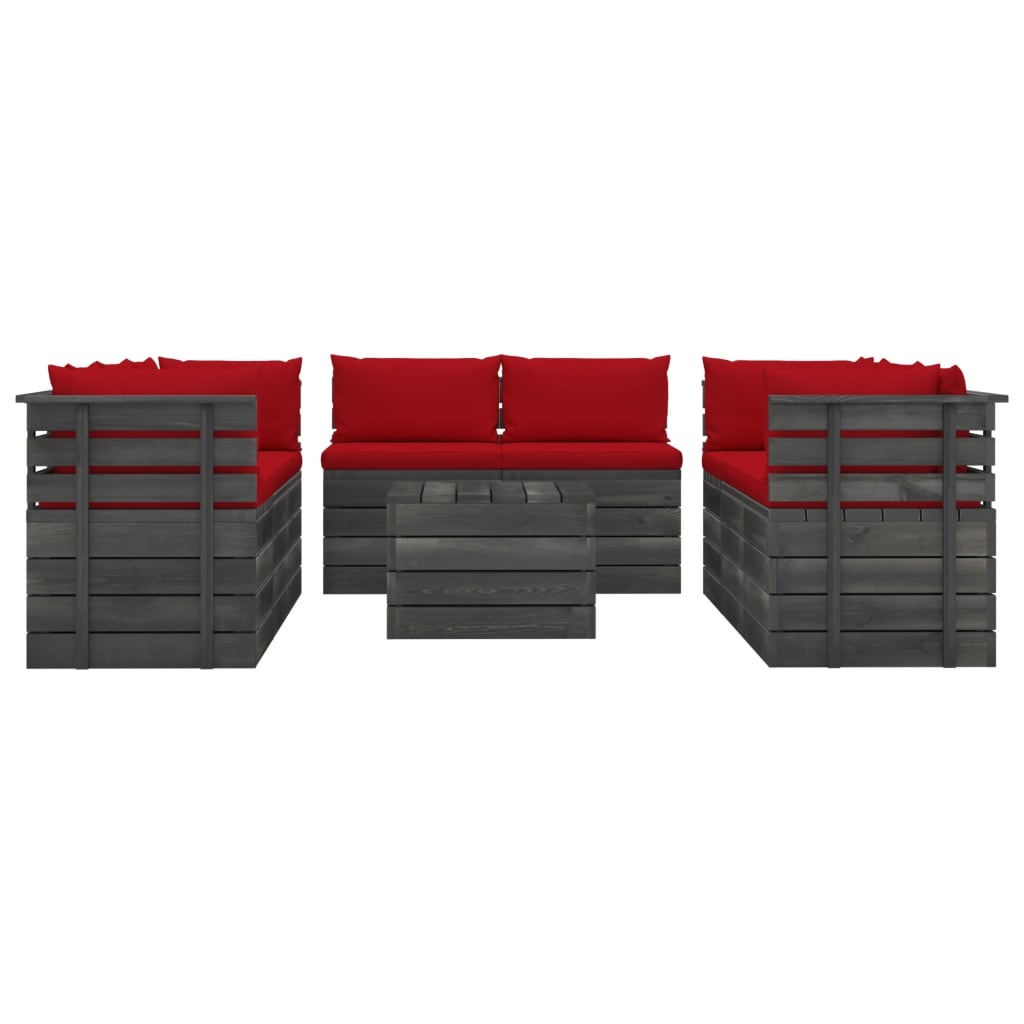 VidaXL 9-delige Loungeset met kussens pallet massief grenenhout