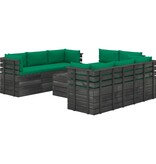 VidaXL 9-delige Loungeset met kussens pallet massief grenenhout
