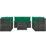 VidaXL 9-delige Loungeset met kussens pallet massief grenenhout