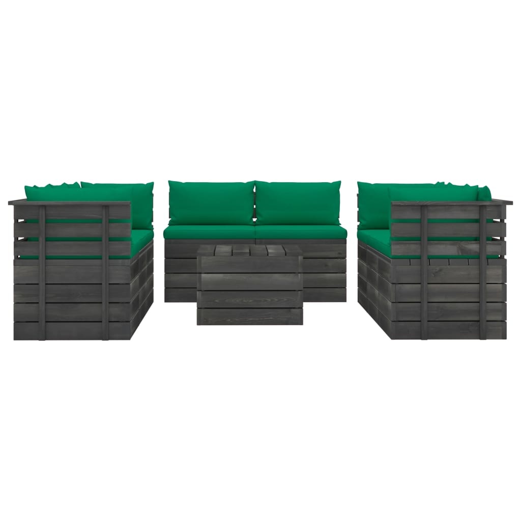 VidaXL 9-delige Loungeset met kussens pallet massief grenenhout