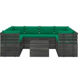 VidaXL 9-delige Loungeset met kussens pallet massief grenenhout