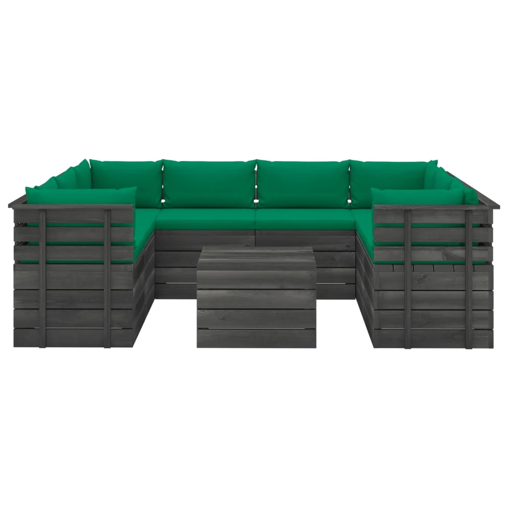 VidaXL 9-delige Loungeset met kussens pallet massief grenenhout