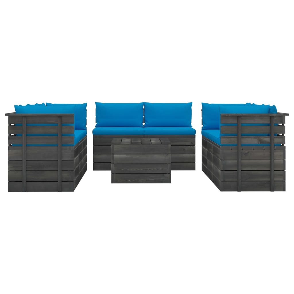 VidaXL 9-delige Loungeset met kussens pallet massief grenenhout