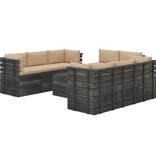 VidaXL 9-delige Loungeset met kussens pallet massief grenenhout