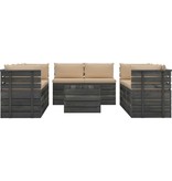 VidaXL 9-delige Loungeset met kussens pallet massief grenenhout