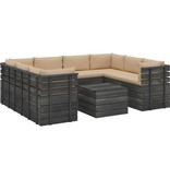 VidaXL 9-delige Loungeset met kussens pallet massief grenenhout
