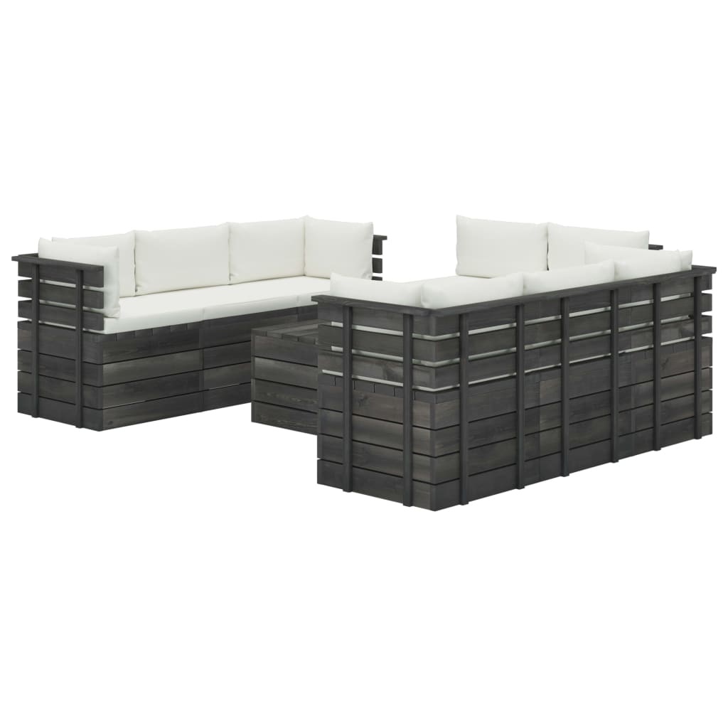VidaXL 9-delige Loungeset met kussens pallet massief grenenhout