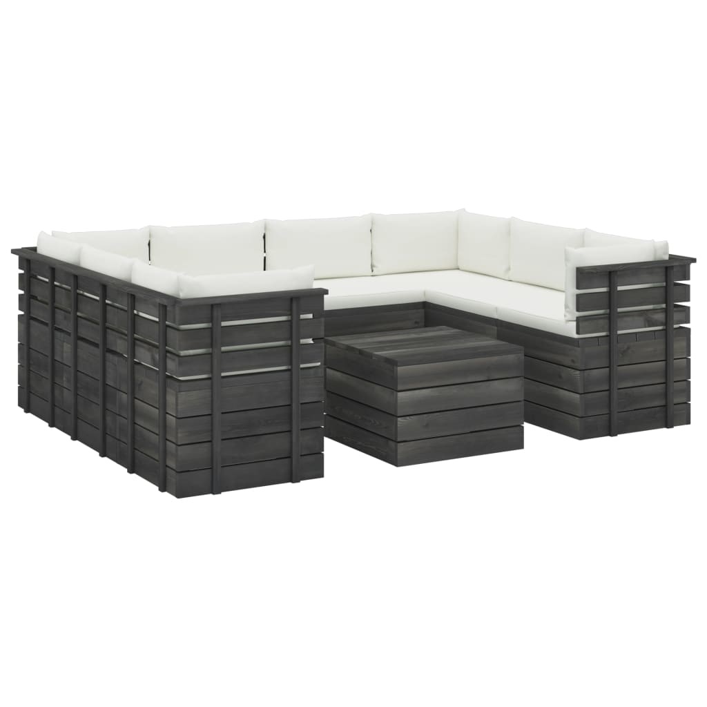 VidaXL 9-delige Loungeset met kussens pallet massief grenenhout