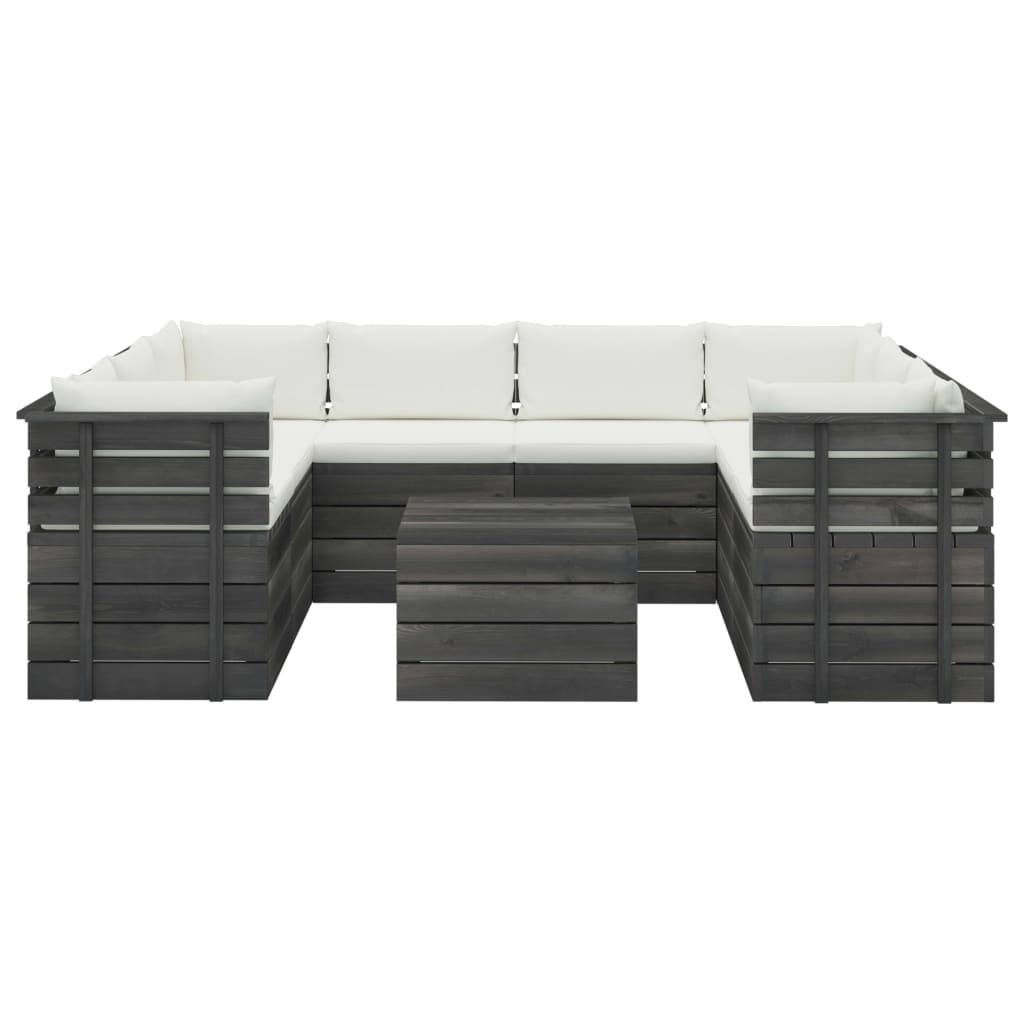 VidaXL 9-delige Loungeset met kussens pallet massief grenenhout