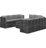 VidaXL 9-delige Loungeset met kussens pallet massief grenenhout