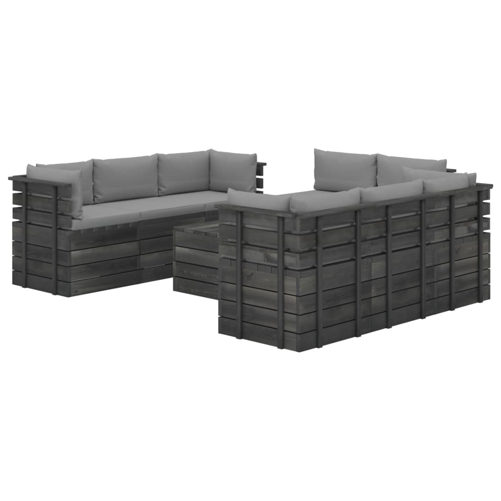 VidaXL 9-delige Loungeset met kussens pallet massief grenenhout