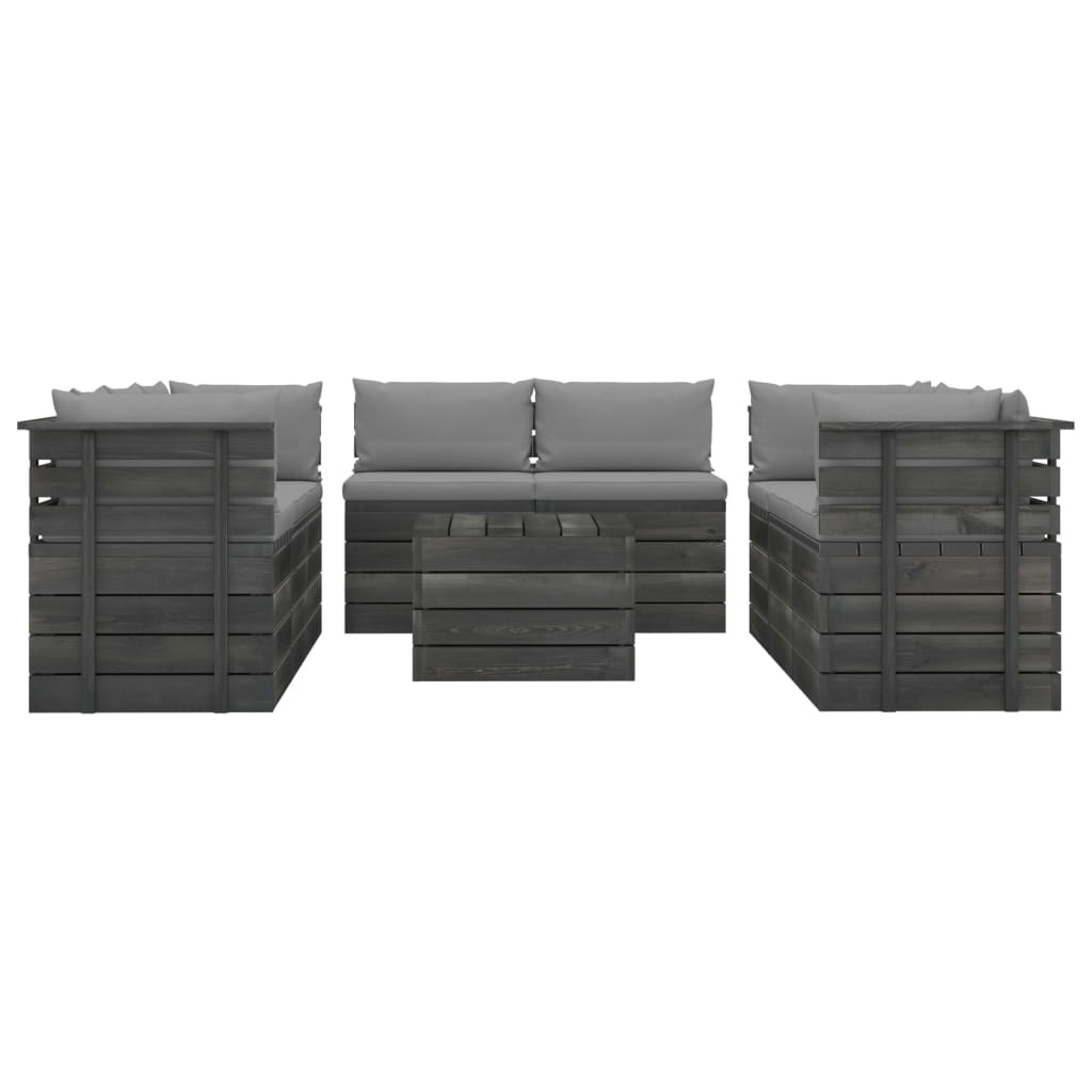 VidaXL 9-delige Loungeset met kussens pallet massief grenenhout