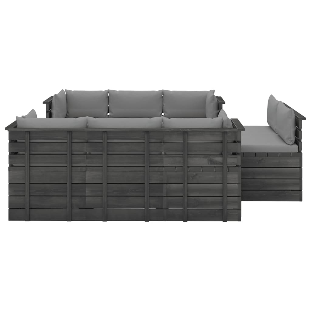 VidaXL 9-delige Loungeset met kussens pallet massief grenenhout