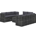 VidaXL 9-delige Loungeset met kussens pallet massief grenenhout