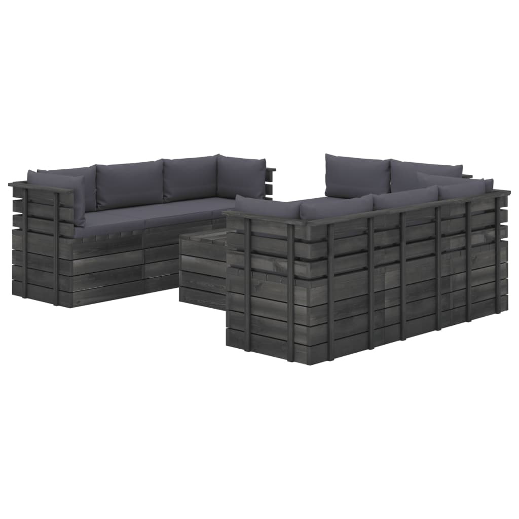 VidaXL 9-delige Loungeset met kussens pallet massief grenenhout