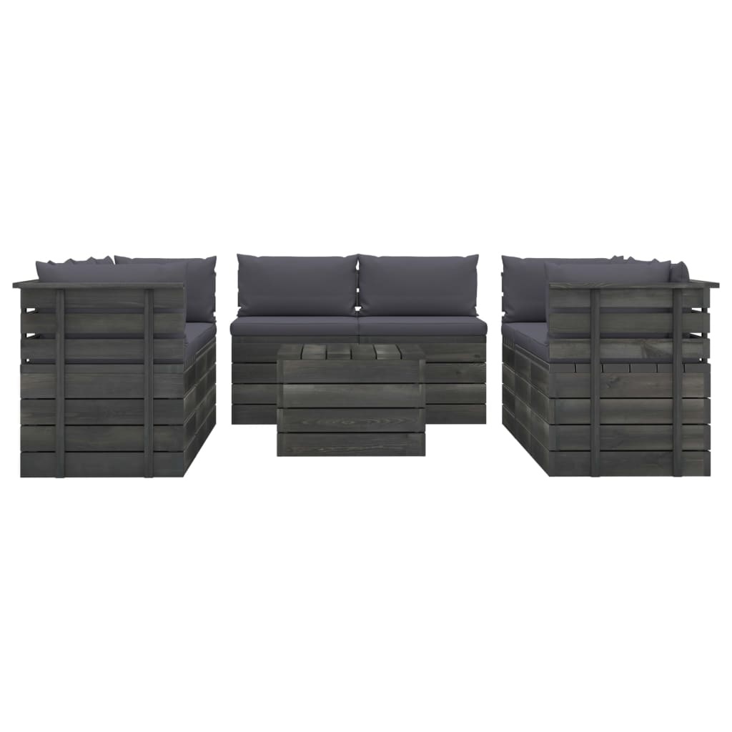 VidaXL 9-delige Loungeset met kussens pallet massief grenenhout
