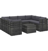 VidaXL 9-delige Loungeset met kussens pallet massief grenenhout