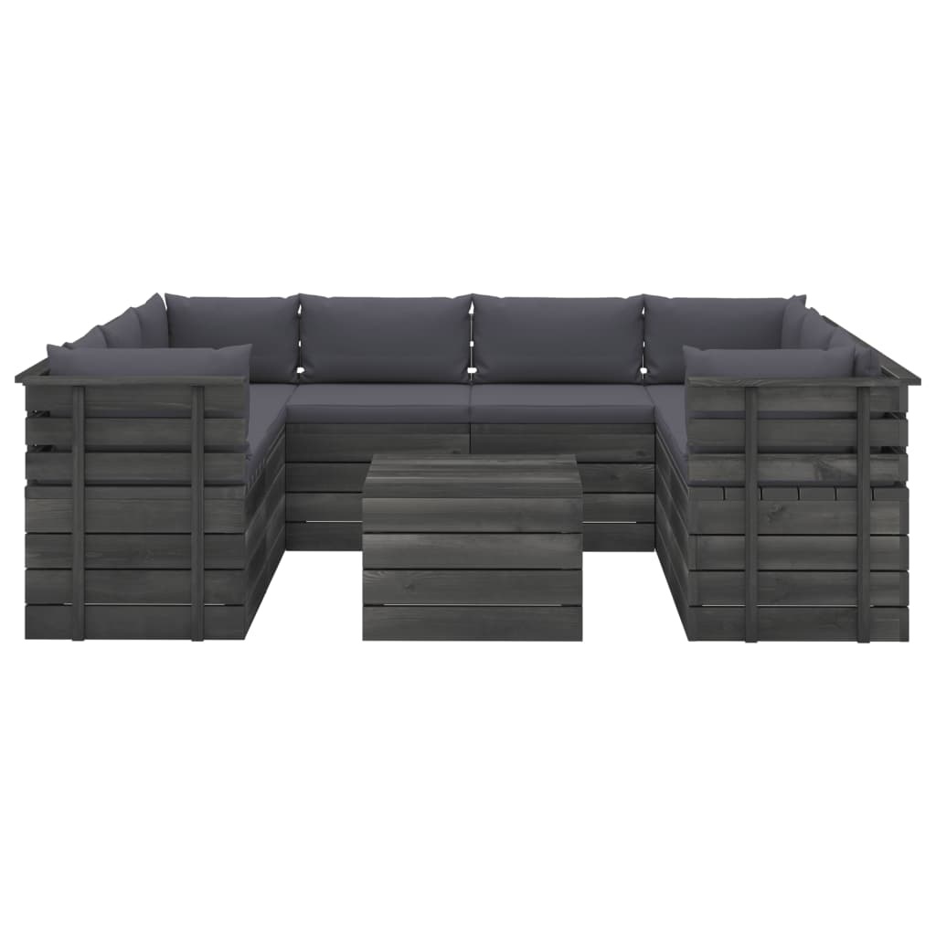 VidaXL 9-delige Loungeset met kussens pallet massief grenenhout