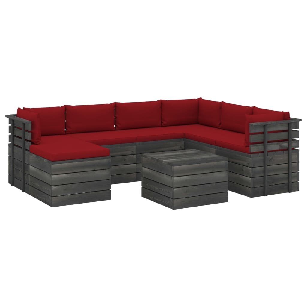 VidaXL 8-delige Loungeset met kussens pallet massief grenenhout