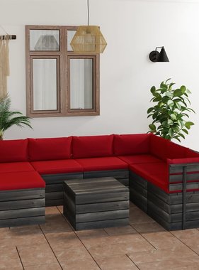 VidaXL 8-delige Loungeset met kussens pallet massief grenenhout