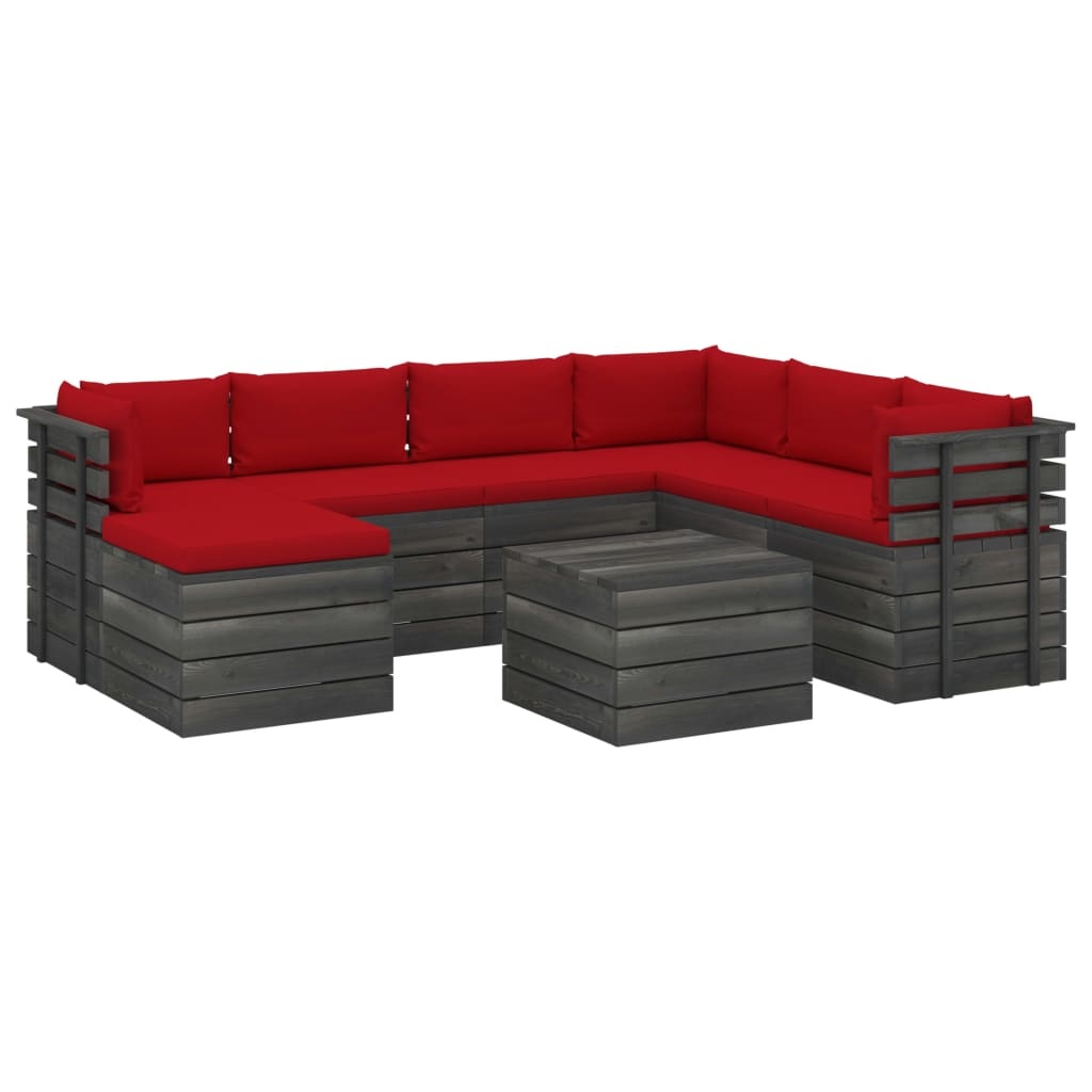 VidaXL 8-delige Loungeset met kussens pallet massief grenenhout
