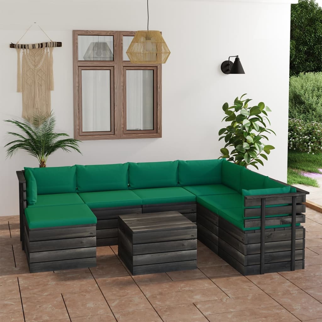 VidaXL 8-delige Loungeset met kussens pallet massief grenenhout