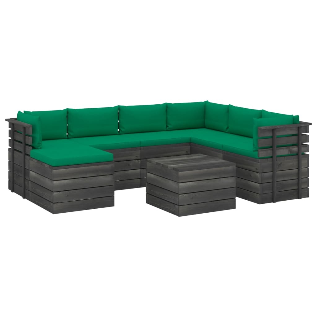 VidaXL 8-delige Loungeset met kussens pallet massief grenenhout