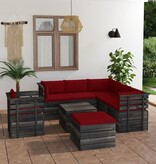 VidaXL 8-delige Loungeset met kussens pallet massief grenenhout