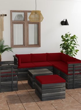 VidaXL 8-delige Loungeset met kussens pallet massief grenenhout