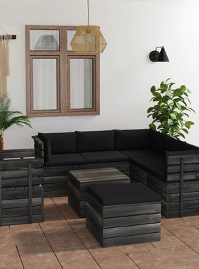 VidaXL 8-delige Loungeset met kussens pallet massief grenenhout