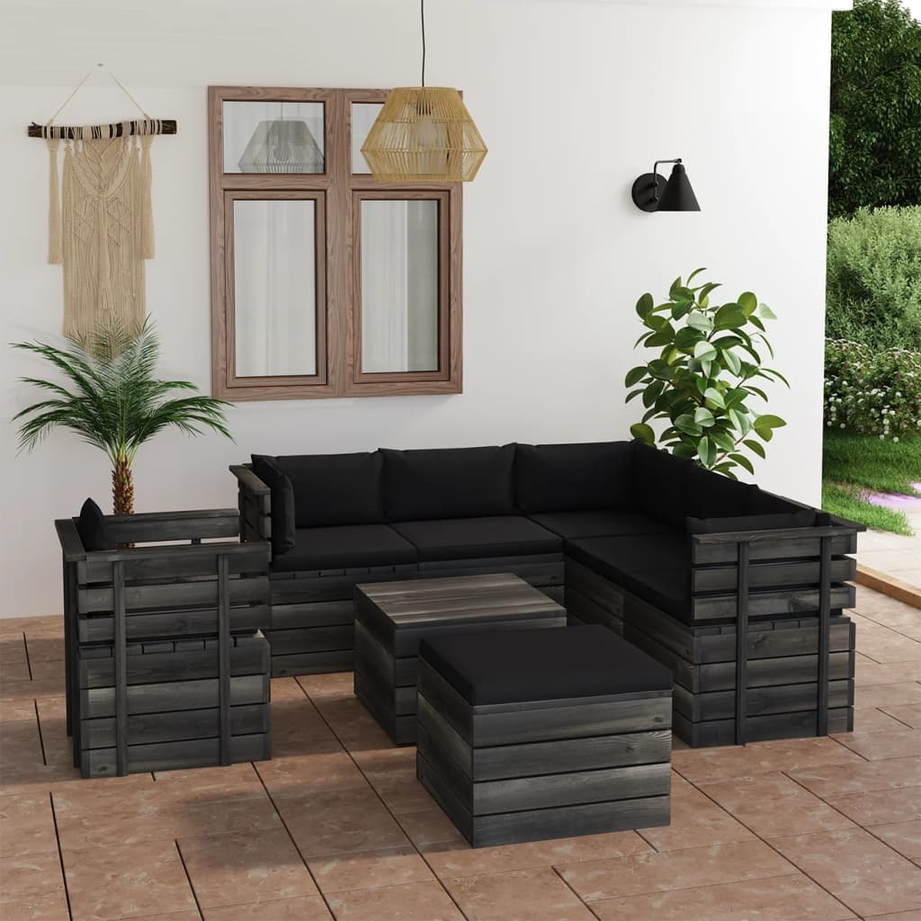 VidaXL 8-delige Loungeset met kussens pallet massief grenenhout