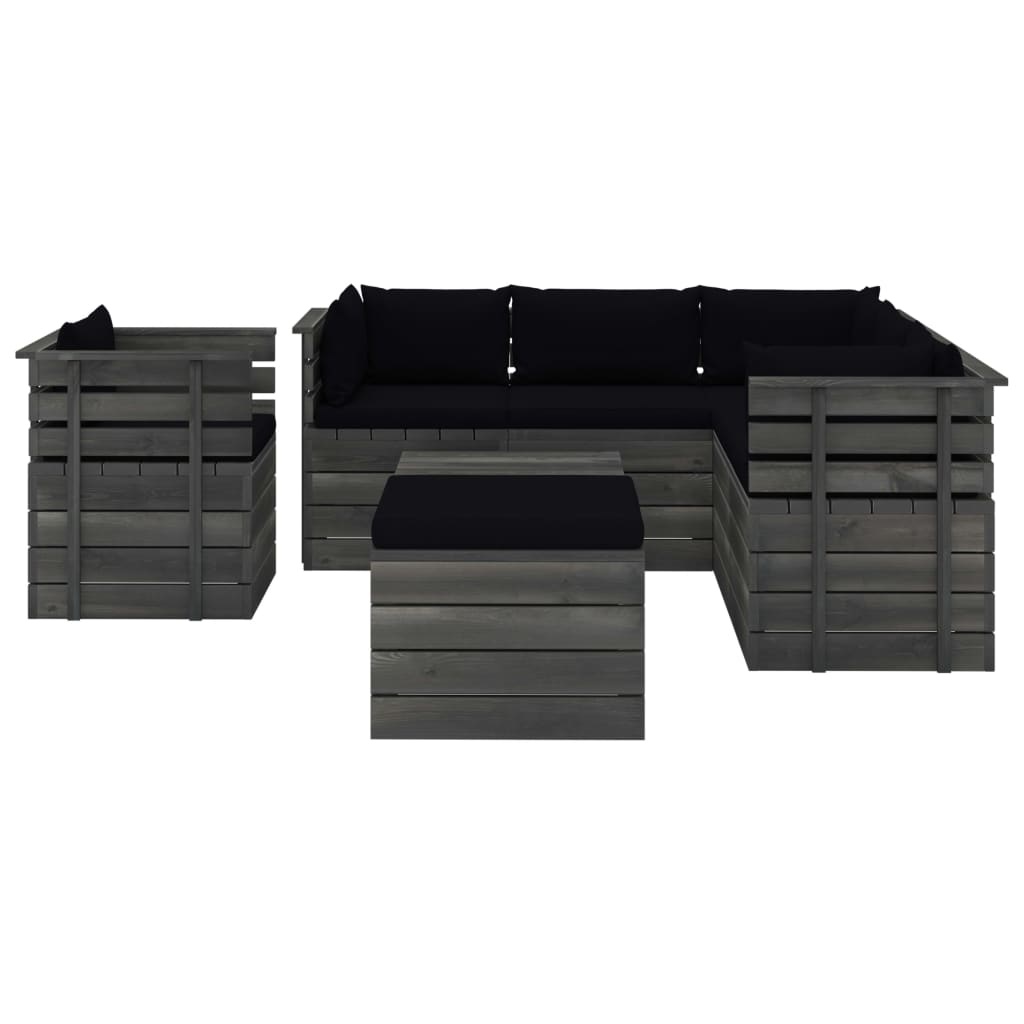 VidaXL 8-delige Loungeset met kussens pallet massief grenenhout