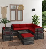 vidaXL 8-delige Loungeset met kussens pallet massief grenenhout