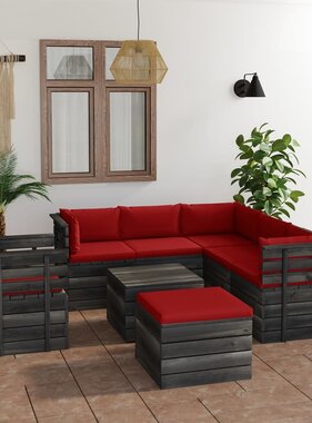 VidaXL 8-delige Loungeset met kussens pallet massief grenenhout