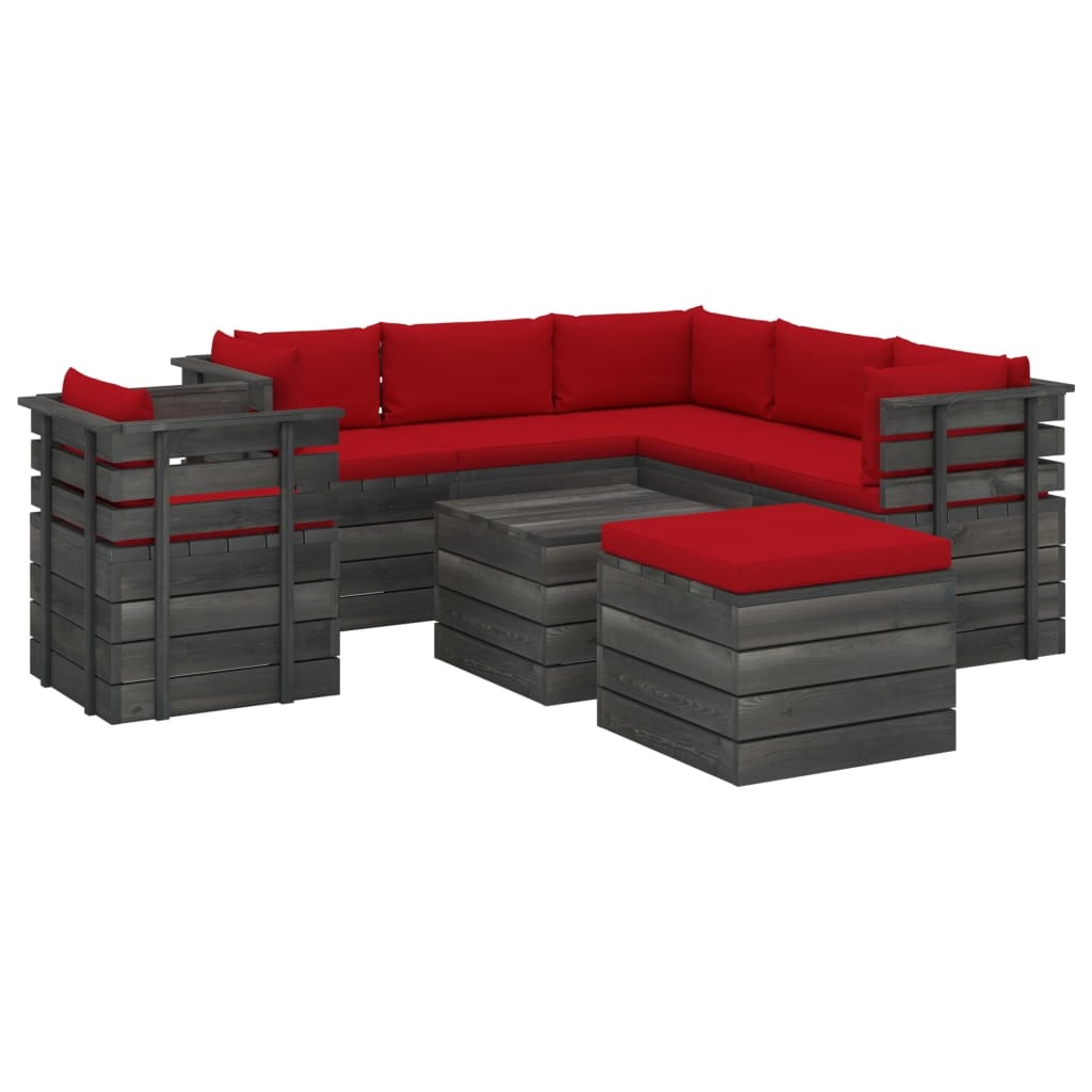 VidaXL 8-delige Loungeset met kussens pallet massief grenenhout