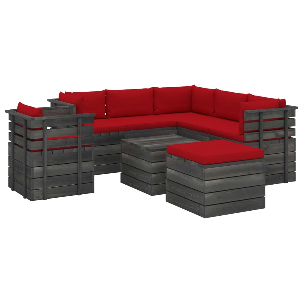 vidaXL 8-delige Loungeset met kussens pallet massief grenenhout