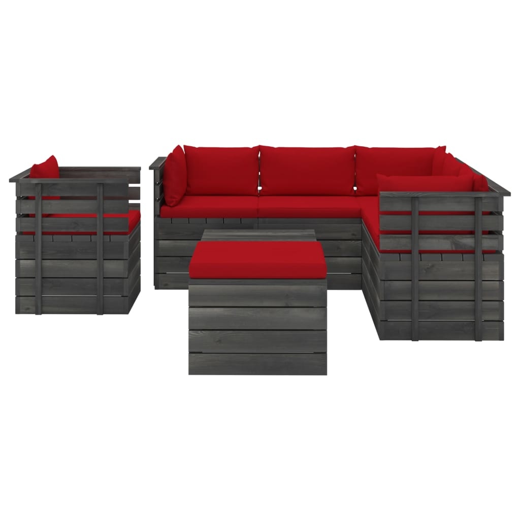 vidaXL 8-delige Loungeset met kussens pallet massief grenenhout