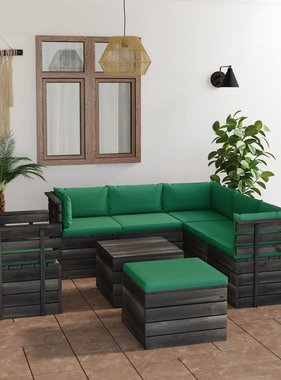 vidaXL 8-delige Loungeset met kussens pallet massief grenenhout